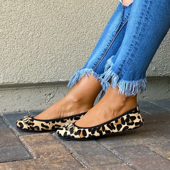 Animal Print Calf Hair Gold Hardware Crunch Flats - Picture 7 of 10